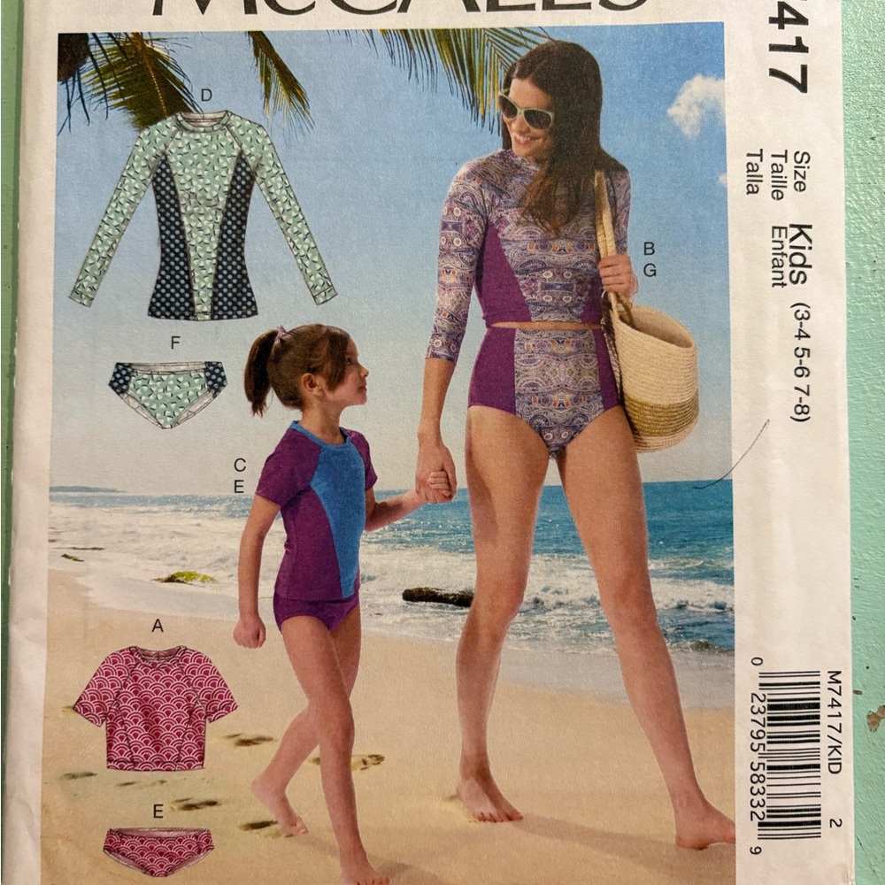 McCall’s M7417 Kids/Misses Rash Guard and Bikini Bottom Sewi
